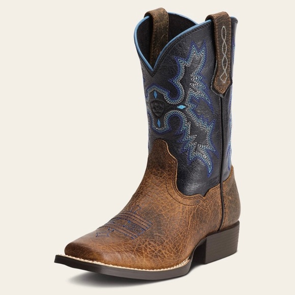 $230 Ariat Tombstone Crown Black Leather Embroidery Western Cowgirl Boots size 7 - Picture 1 of 15